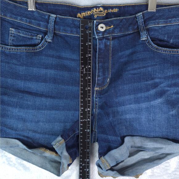 Arizona Jean Co Shorts Womens 17 Blue Rolled Cuff Denim Stretch Mom 4" Inseam - Picture 7 of 7